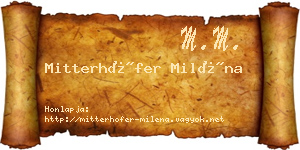 Mitterhöfer Miléna névjegykártya